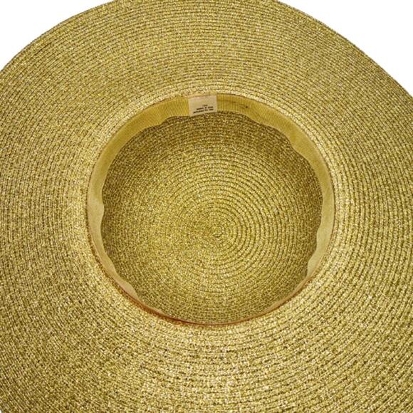 Gold Wide Brim Church Derby Easter Lace Sequin Pearl Dress Hat main image 8